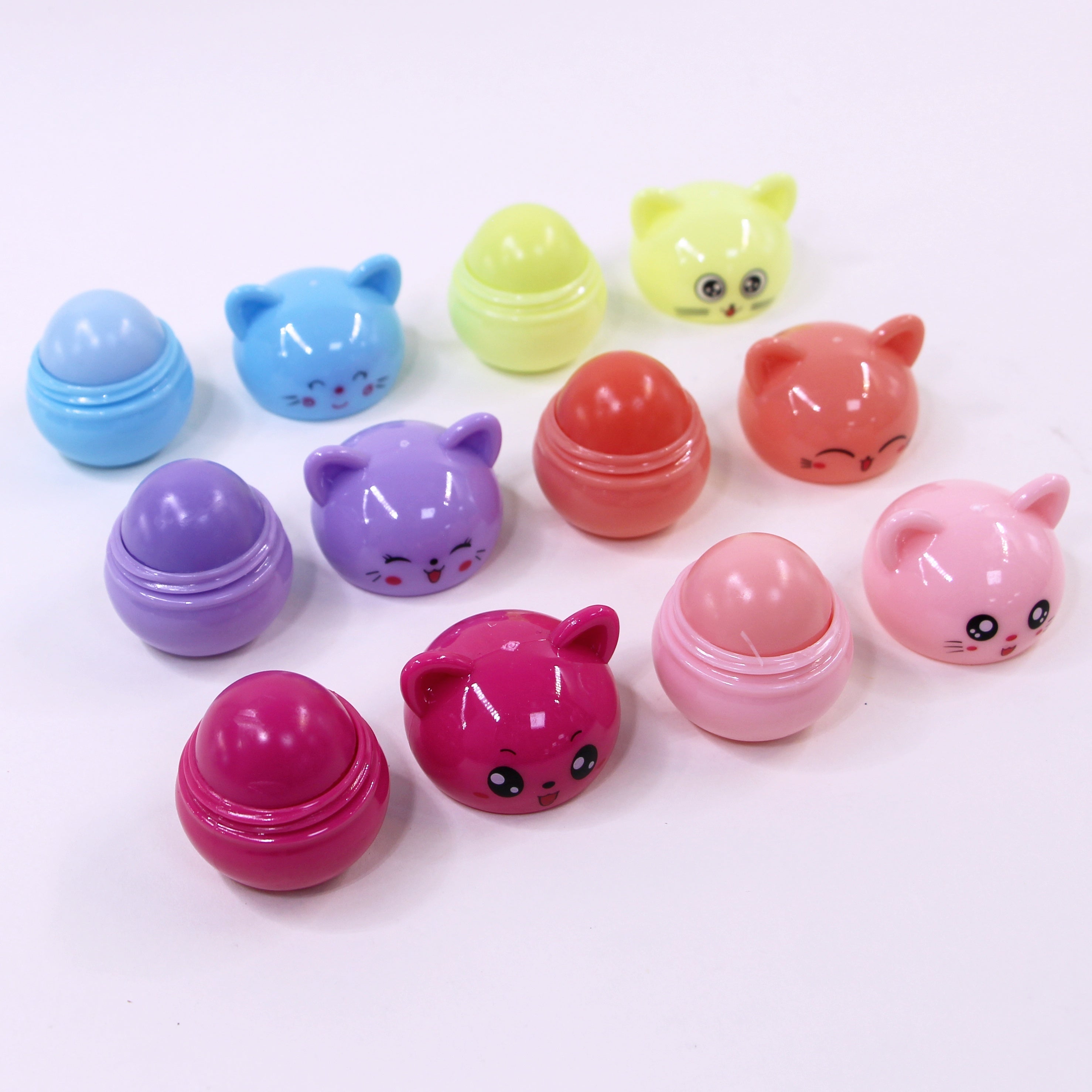 Glossy Multicolor Lip Balm for Soft, Hydrated Lips - All-Skin Friendly with Kitty Charm Packaging, Ideal Valentine’s Gift