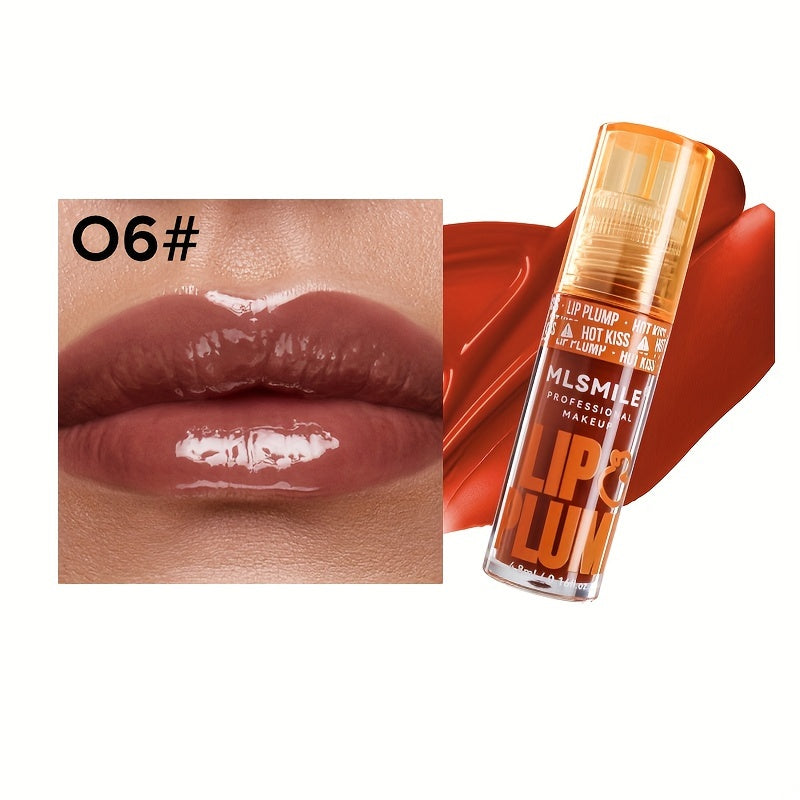 1pc Lip Plumper Gloss, 0.16 Fl Oz Each, 6 Colors, Moisturizing & Volumizing Lip Serum, Shiny Finish, Natural Lip Makeup Enhancer Kit