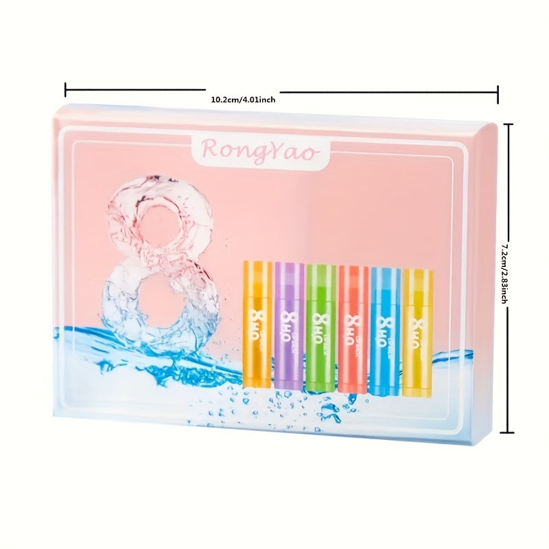 6 Packs Moisturizing Lip Balm Kit - Apple, Strawberry, Orange, Aloe, Grape, and Lemon Flavors, Long-Lasting Lip Care with Hydrating Formula