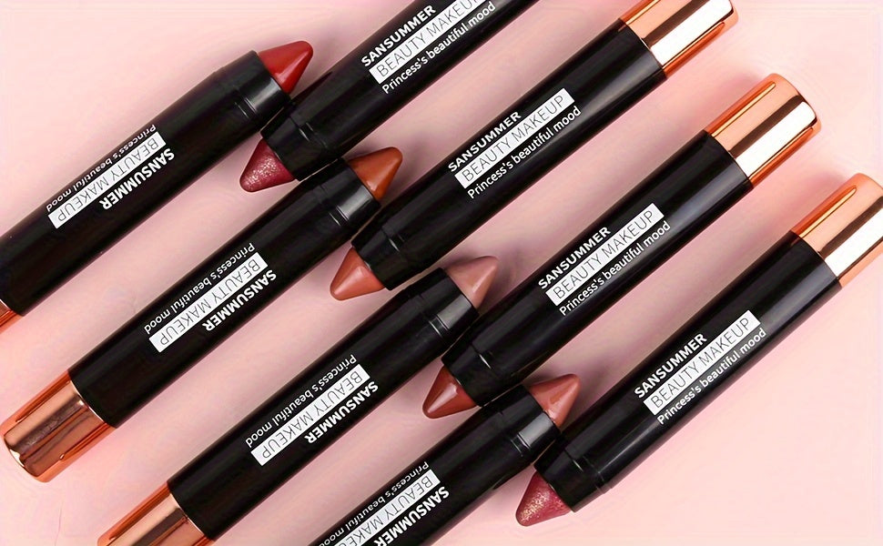 8-Color Moisturizing Lipstick Crayon - Long-lasting, Waterproof, Smooth, Fuller Effect - Professional Lip Makeup Valentine's Day Gifts