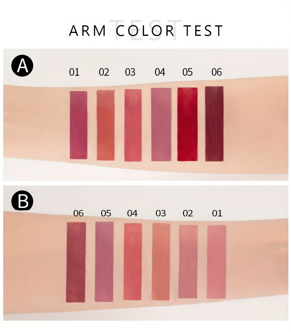 6pcs Matte Liquid Lipstick Makeup Set, Matte Liquid Long-Lasting Wear Non-Stick Cup Not Fade Waterproof Lip Gloss