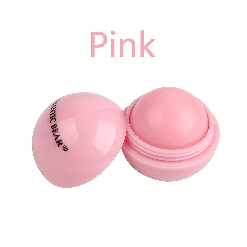 Spherical Lip Balm Ball - Glossy Tinted Lipstick-like Moisturizing Lip Gloss, Scent-Free Long-Lasting Hydration with Strawberry, Lemon, Grape, Blueberry & Orange Flavors (Pink, Green, Purple, Turquoise,) for Dry Lips