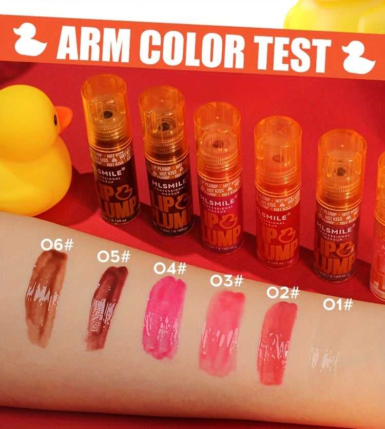 1pc Lip Plumper Gloss, 0.16 Fl Oz Each, 6 Colors, Moisturizing & Volumizing Lip Serum, Shiny Finish, Natural Lip Makeup Enhancer Kit