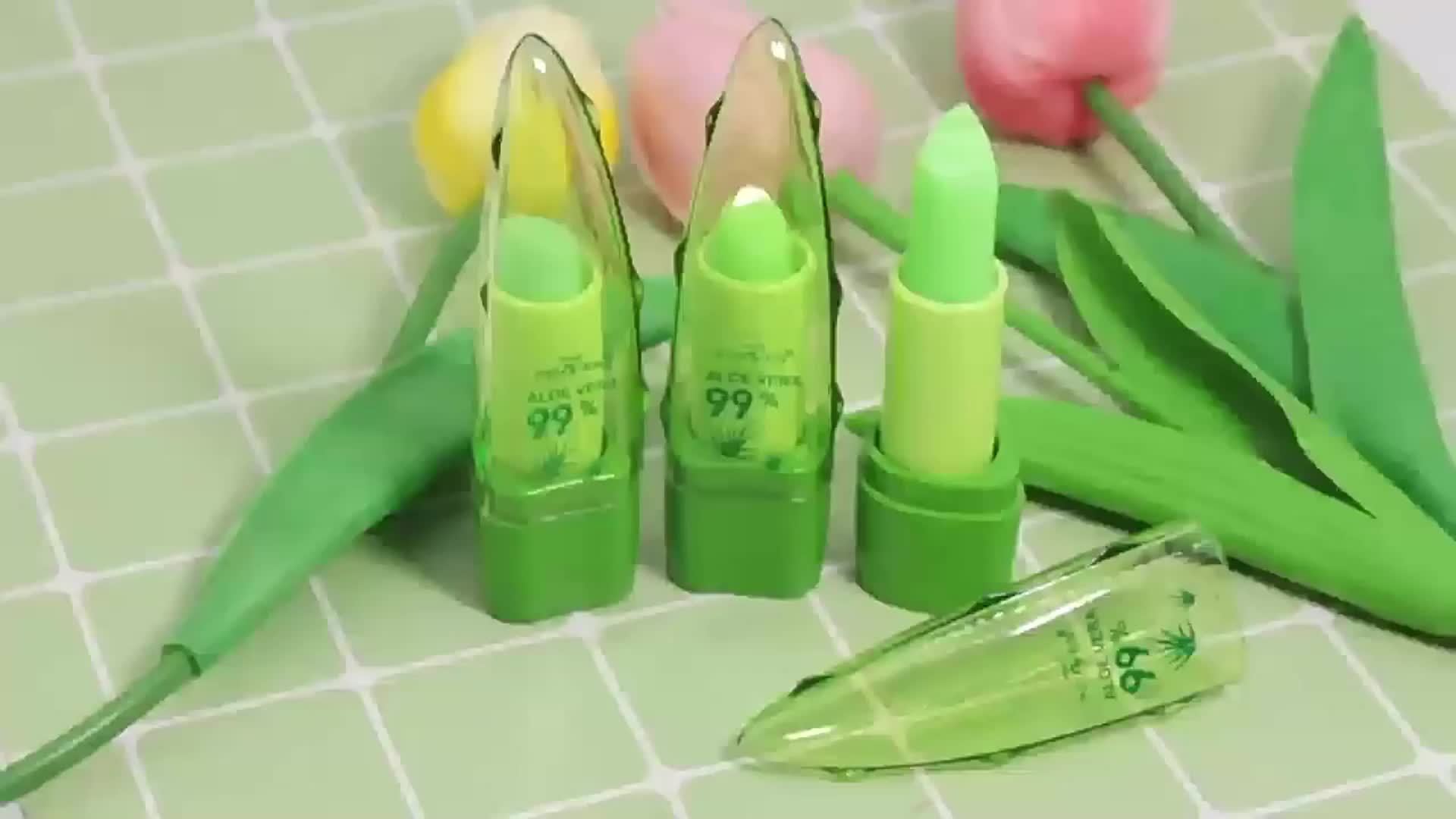 Aloe Vera Lip Balm, Magic Temperature Color Change Lipstick, Hydrating & Moisturizing, Long Lasting Care Lipstick For Women Girls With Plant Squalane