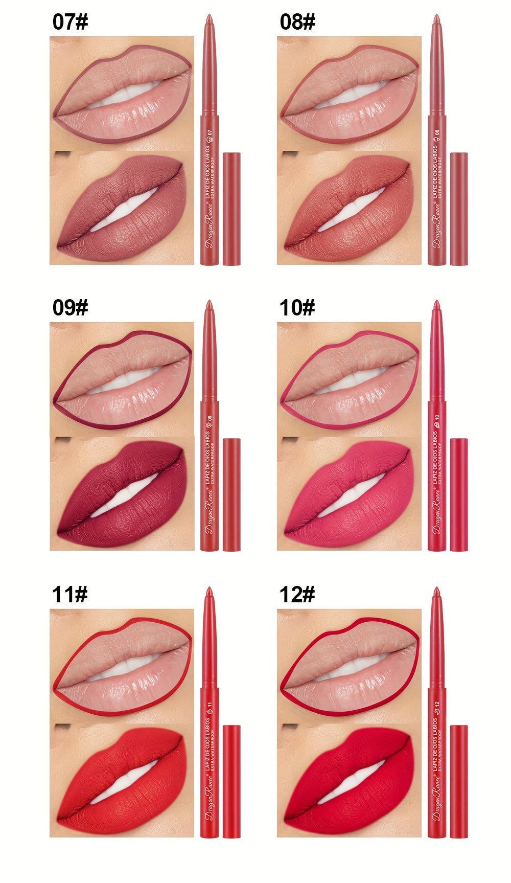 Long-Lasting Matte Velvet Lip Pencil - Waterproof Lip Liner Pencil for Women - Automatic Twist-Up Lip Contour in Rosewood Soft Pink Shade