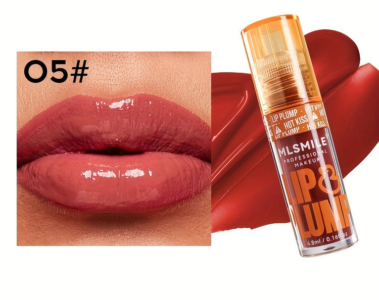 1pc Lip Plumper Gloss, 0.16 Fl Oz Each, 6 Colors, Moisturizing & Volumizing Lip Serum, Shiny Finish, Natural Lip Makeup Enhancer Kit