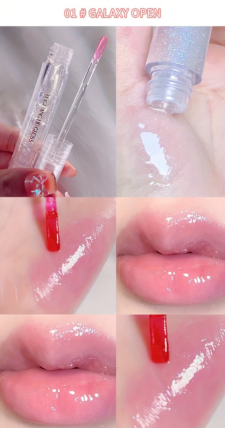 6-Color Watery Glossy Lip Gloss Moisturizing Transparent Glass Mirror Lip Oil Stacking Apply Natural Waterproof Sweatproof Not Take Off Makeup