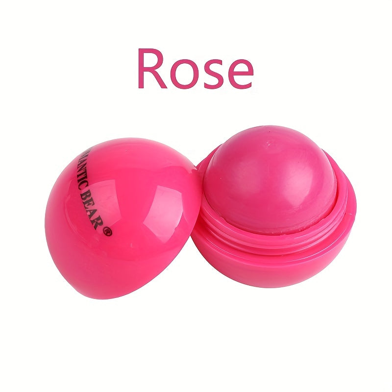 Spherical Lip Balm Ball - Glossy Tinted Lipstick-like Moisturizing Lip Gloss, Scent-Free Long-Lasting Hydration with Strawberry, Lemon, Grape, Blueberry & Orange Flavors (Pink, Green, Purple, Turquoise,) for Dry Lips