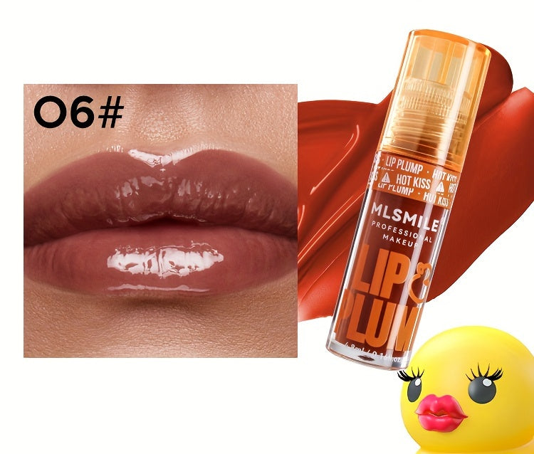 1pc Lip Plumper Gloss, 0.16 Fl Oz Each, 6 Colors, Moisturizing & Volumizing Lip Serum, Shiny Finish, Natural Lip Makeup Enhancer Kit