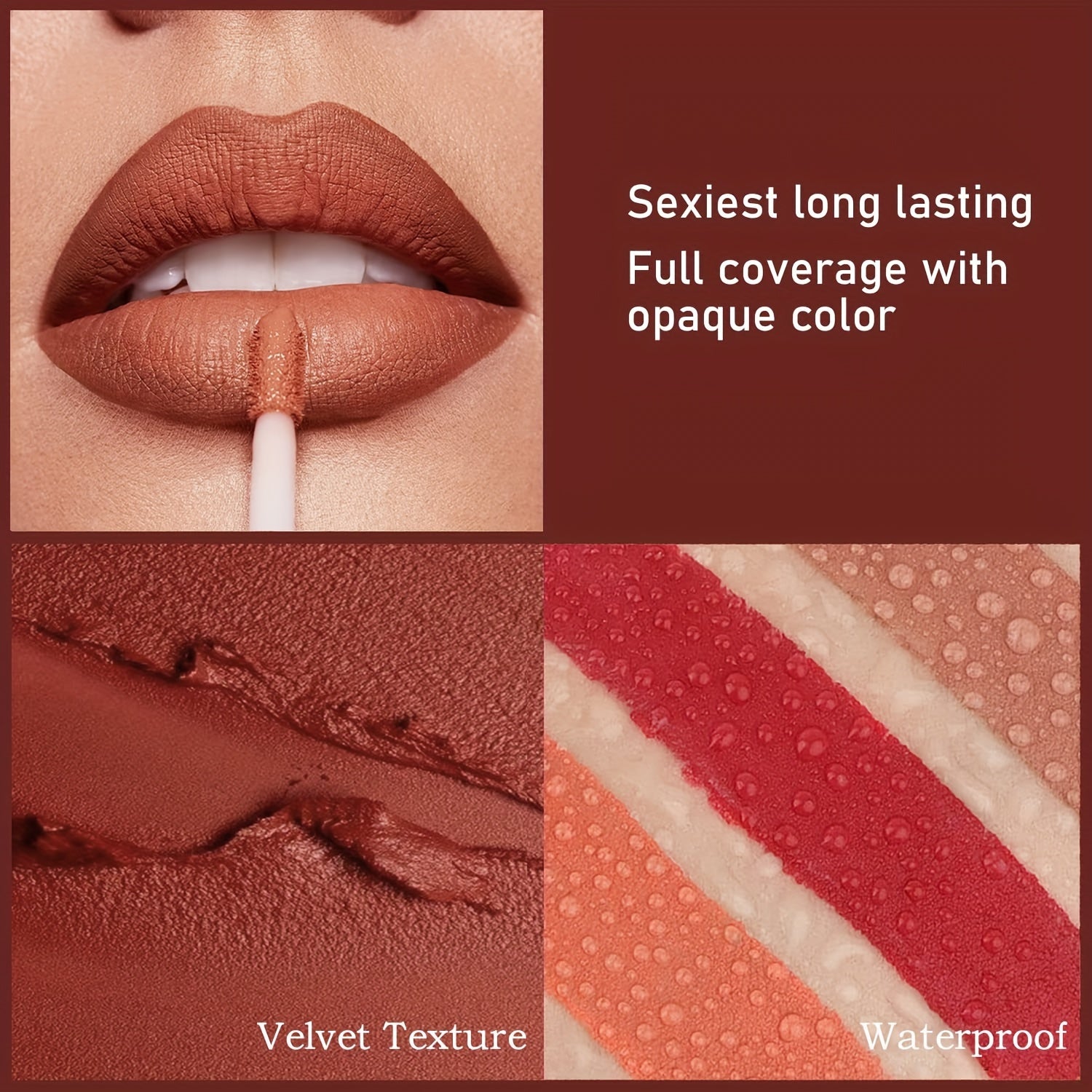6pcs Matte Liquid Lipstick Makeup Set, Matte Liquid Long-Lasting Wear Non-Stick Cup Not Fade Waterproof Lip Gloss