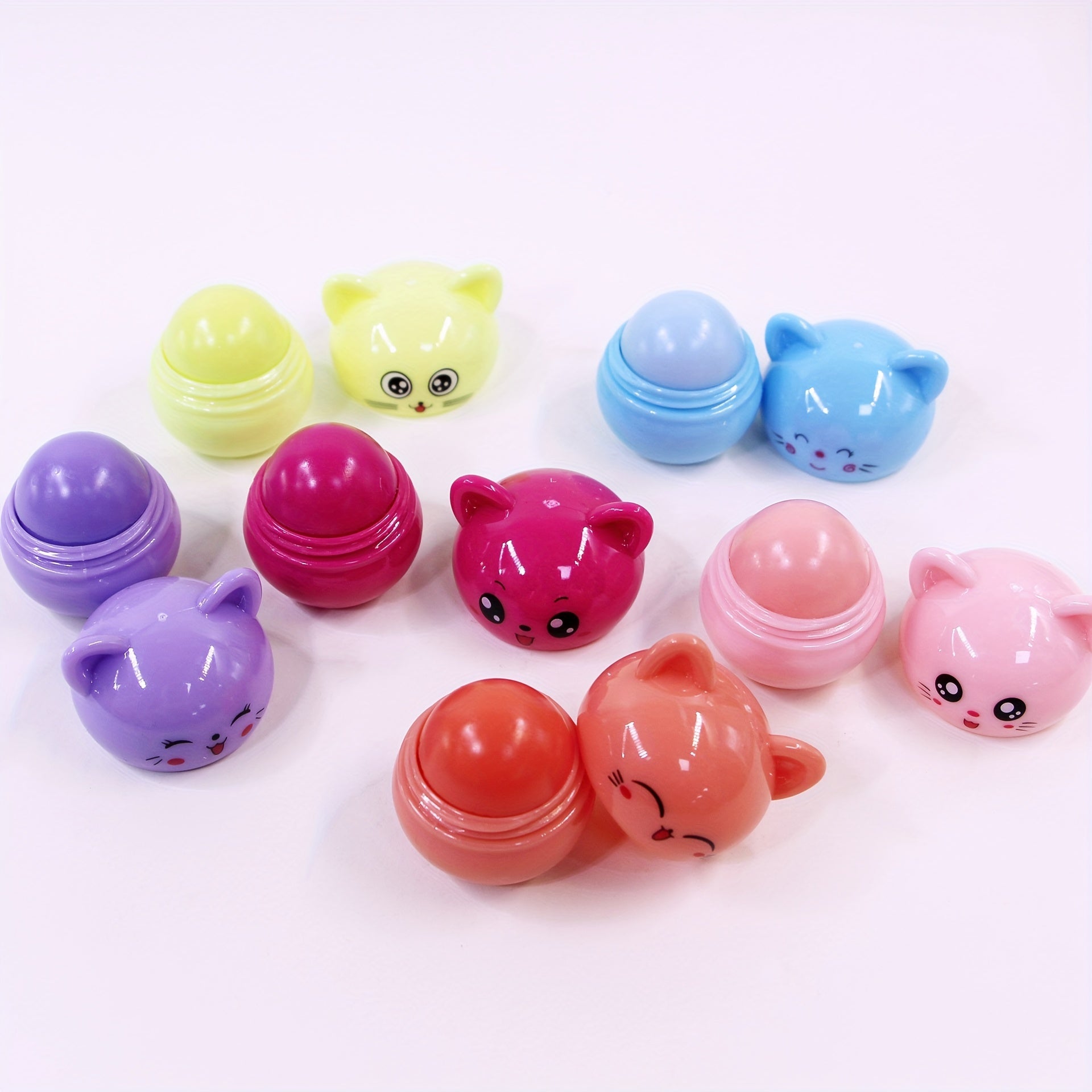 Glossy Multicolor Lip Balm for Soft, Hydrated Lips - All-Skin Friendly with Kitty Charm Packaging, Ideal Valentine’s Gift