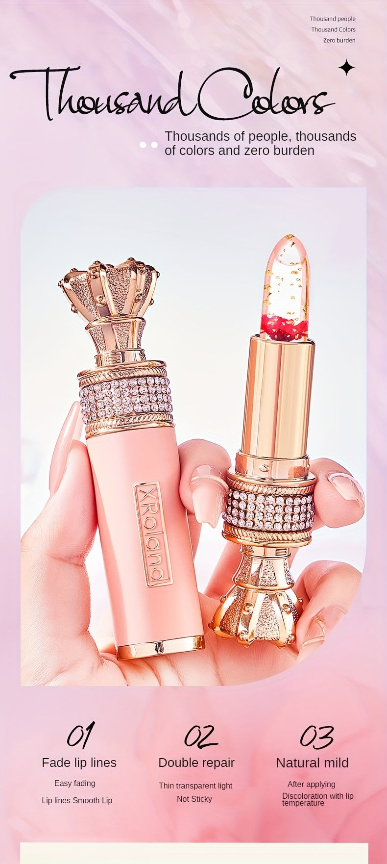 Enchanting Flower Petal Temperature-Responsive Lip Gloss - Deeply Moisturizing, Color-Transforming, Non-Transfer Formula with Crystal Clear Water-Gloss Finish - Perfect for Autumn and Winter