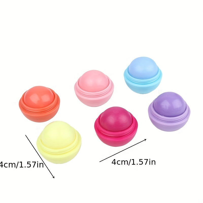 Spherical Lip Balm Ball - Glossy Tinted Lipstick-like Moisturizing Lip Gloss, Scent-Free Long-Lasting Hydration with Strawberry, Lemon, Grape, Blueberry & Orange Flavors (Pink, Green, Purple, Turquoise,) for Dry Lips