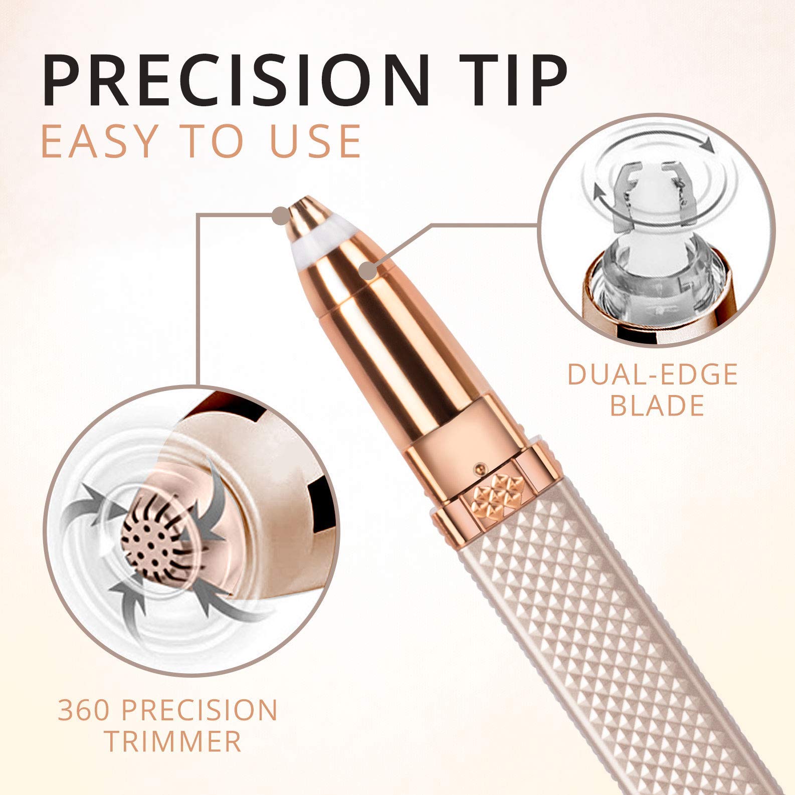 1pc FAMORIAL 2-in-1 Rechargeable 2-in-1 Eyebrow Trimmer & Facial Hair Shaver with Built-in LED Light - Painless Women' Razor for Face, Bikini, Upper Lip, Chin, Arms & Body Hair Removal - Portable Epilation Device Suitable for