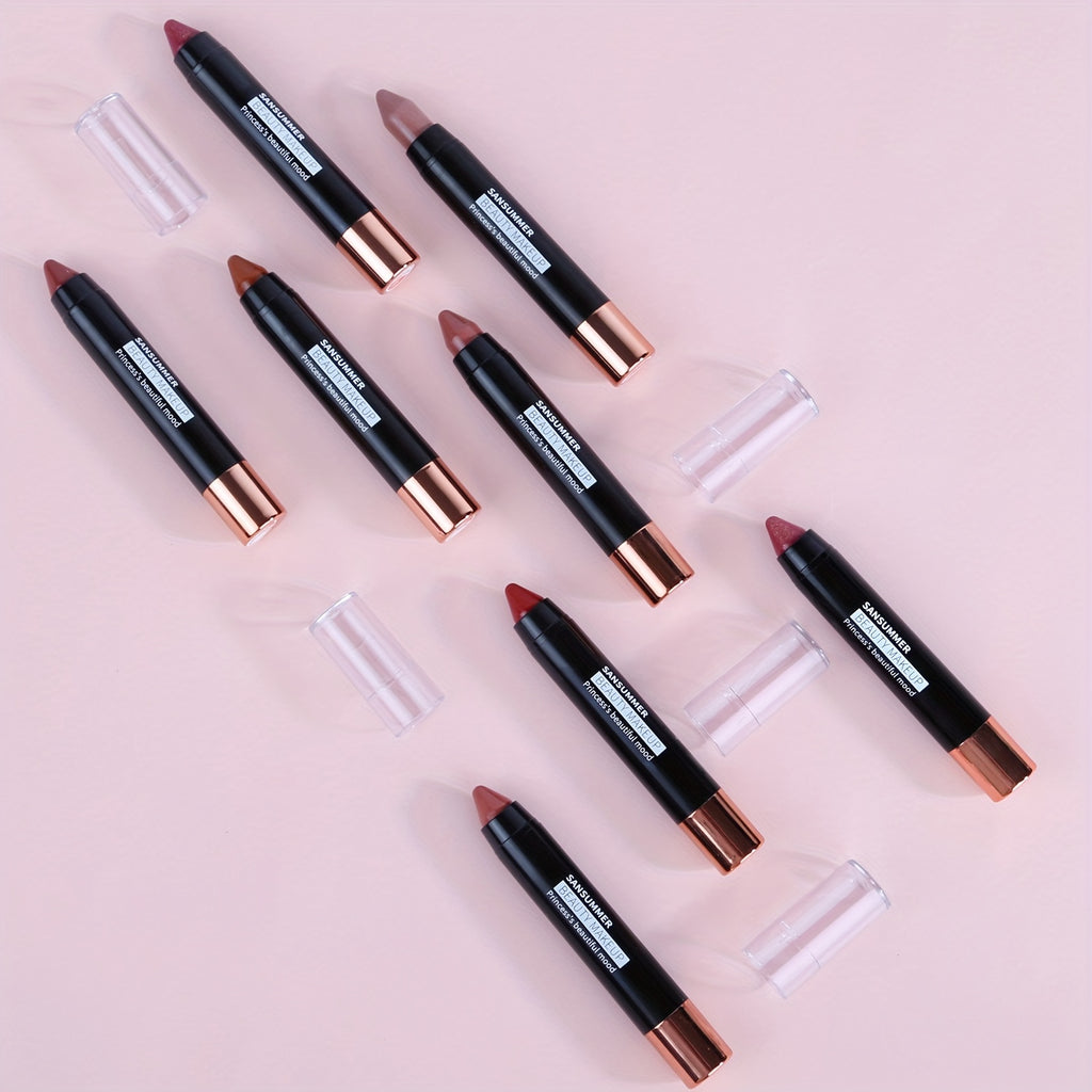 8-Color Moisturizing Lipstick Crayon - Long-lasting, Waterproof, Smooth, Fuller Effect - Professional Lip Makeup Valentine's Day Gifts