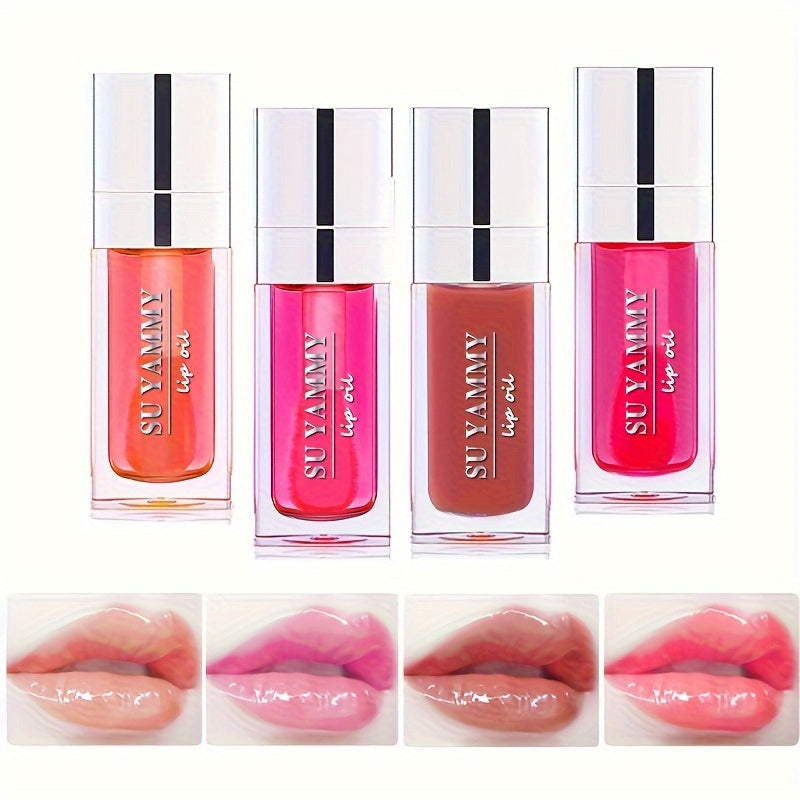 [Buy 1 Get 1 Free]2 PCS Lip Oil, Hydrating Lip Gloss Tinted Lip Balm, Transparent Lip Care With Shiny Big Brush Head, Long Lasting Nourishing Non Sticky Fresh Texture Valentine's Day Gifts
