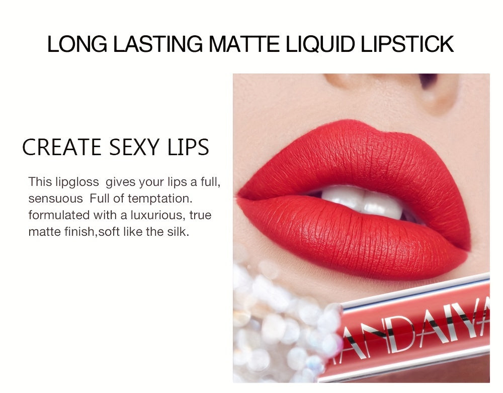 6pcs Matte Liquid Lipstick Makeup Set, Matte Liquid Long-Lasting Wear Non-Stick Cup Not Fade Waterproof Lip Gloss