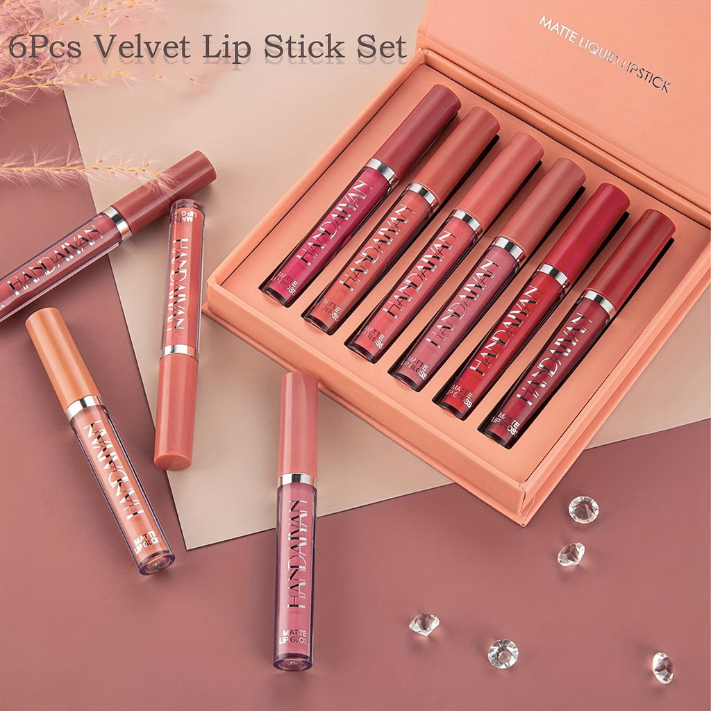 6pcs Matte Liquid Lipstick Makeup Set, Matte Liquid Long-Lasting Wear Non-Stick Cup Not Fade Waterproof Lip Gloss