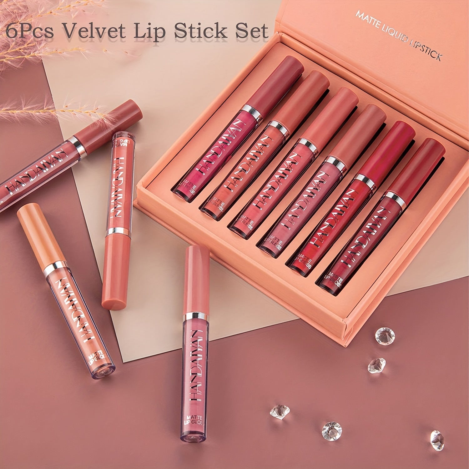 6pcs Matte Liquid Lipstick Makeup Set, Matte Liquid Long-Lasting Wear Non-Stick Cup Not Fade Waterproof Lip Gloss