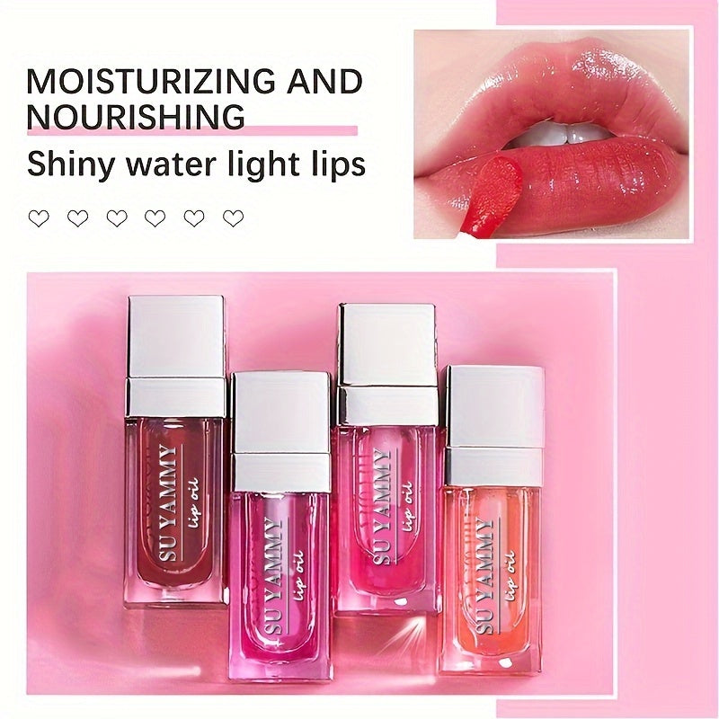 [Buy 1 Get 1 Free]2 PCS Lip Oil, Hydrating Lip Gloss Tinted Lip Balm, Transparent Lip Care With Shiny Big Brush Head, Long Lasting Nourishing Non Sticky Fresh Texture Valentine's Day Gifts
