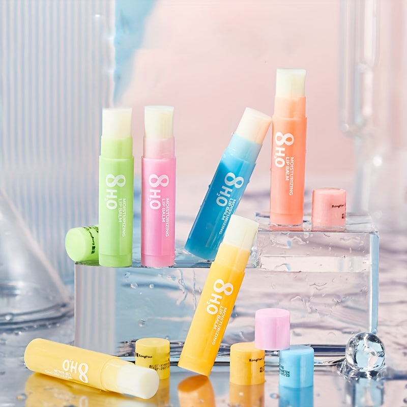 6 Packs Moisturizing Lip Balm Kit - Apple, Strawberry, Orange, Aloe, Grape, and Lemon Flavors, Long-Lasting Lip Care with Hydrating Formula