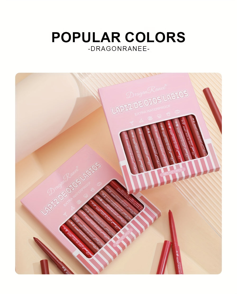 Long-Lasting Matte Velvet Lip Pencil - Waterproof Lip Liner Pencil for Women - Automatic Twist-Up Lip Contour in Rosewood Soft Pink Shade