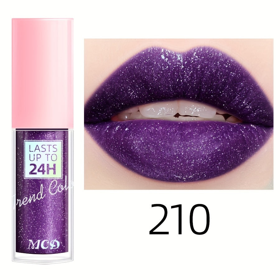 Glitter Lip Glaze Long Lasting Waterproof Liquid Lipstick Dewy Finish Lip Oil Lip Tint Moisturizing Lip Balm Highly Pigmented For Music Festival