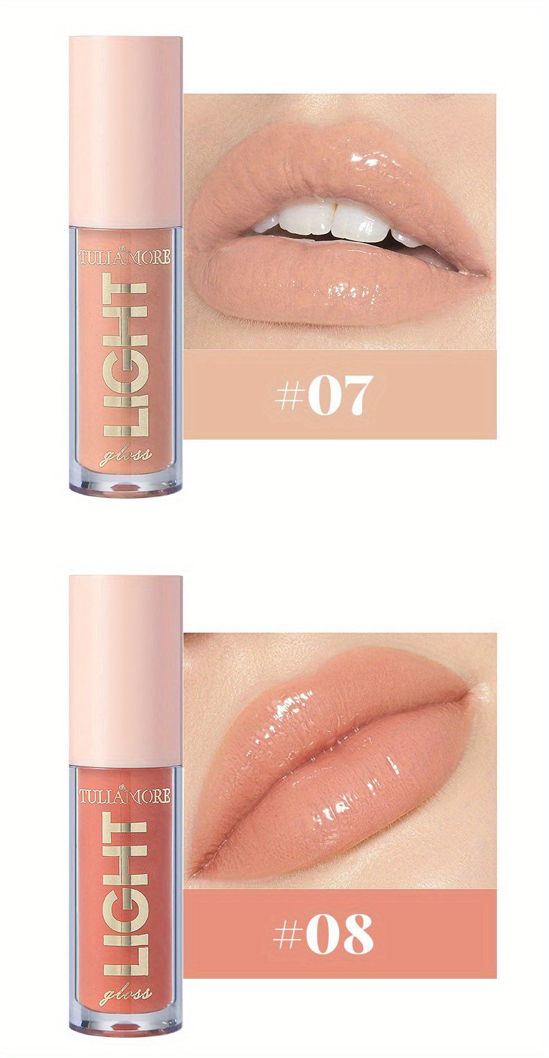 12 Colors Pearlescent Moisturizing Lip Gloss - Lustrous Mirror Nude Lip Stain with Natural Lip Oil for Valentine's Day Gifts