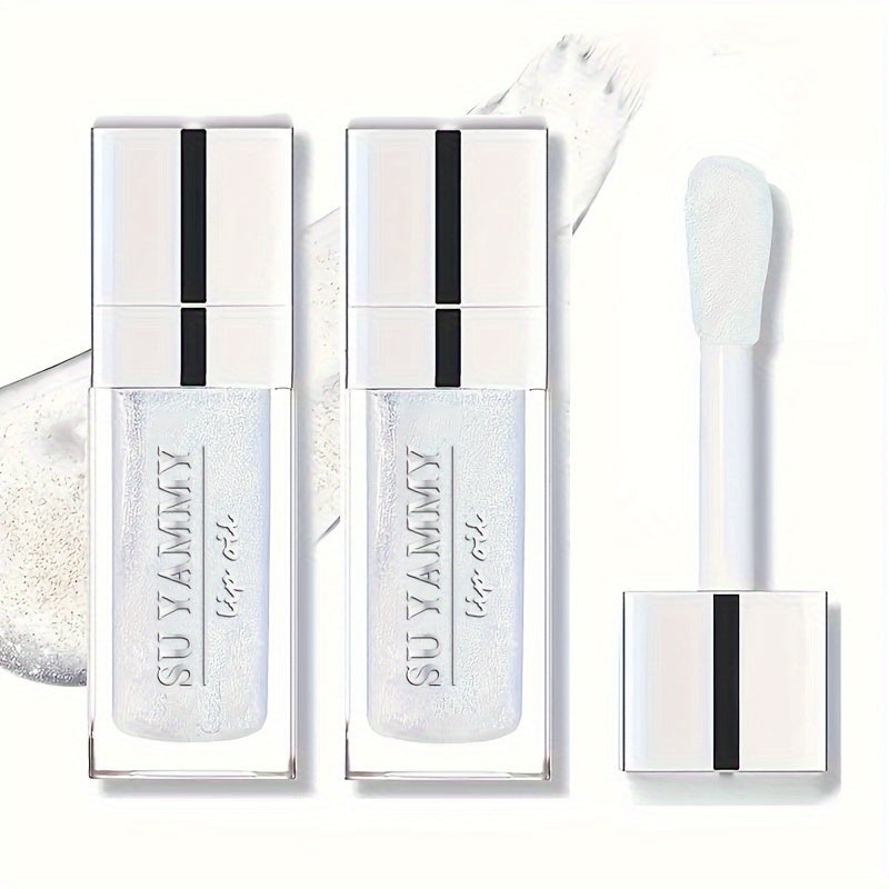 [Buy 1 Get 1 Free]2 PCS Lip Oil, Hydrating Lip Gloss Tinted Lip Balm, Transparent Lip Care With Shiny Big Brush Head, Long Lasting Nourishing Non Sticky Fresh Texture Valentine's Day Gifts