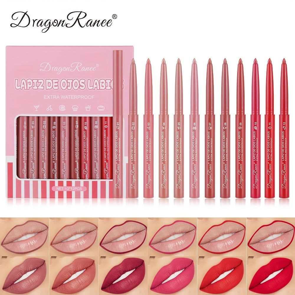 Long-Lasting Matte Velvet Lip Pencil - Waterproof Lip Liner Pencil for Women - Automatic Twist-Up Lip Contour in Rosewood Soft Pink Shade