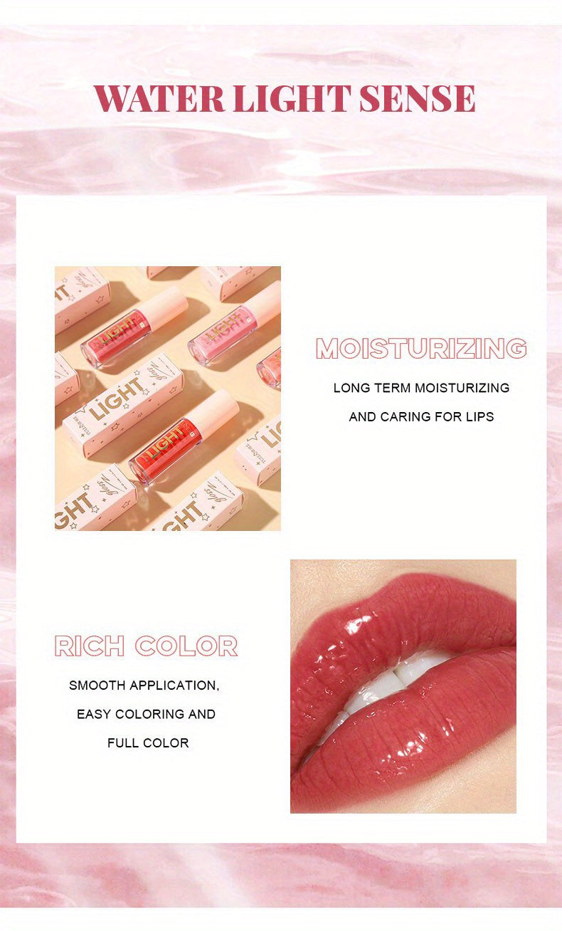 12 Colors Pearlescent Moisturizing Lip Gloss - Lustrous Mirror Nude Lip Stain with Natural Lip Oil for Valentine's Day Gifts