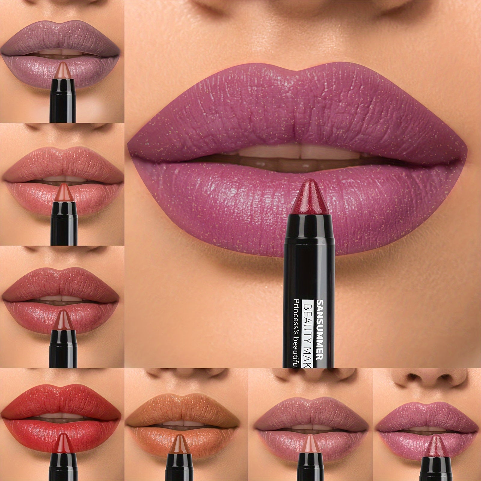 8-Color Moisturizing Lipstick Crayon - Long-lasting, Waterproof, Smooth, Fuller Effect - Professional Lip Makeup Valentine's Day Gifts