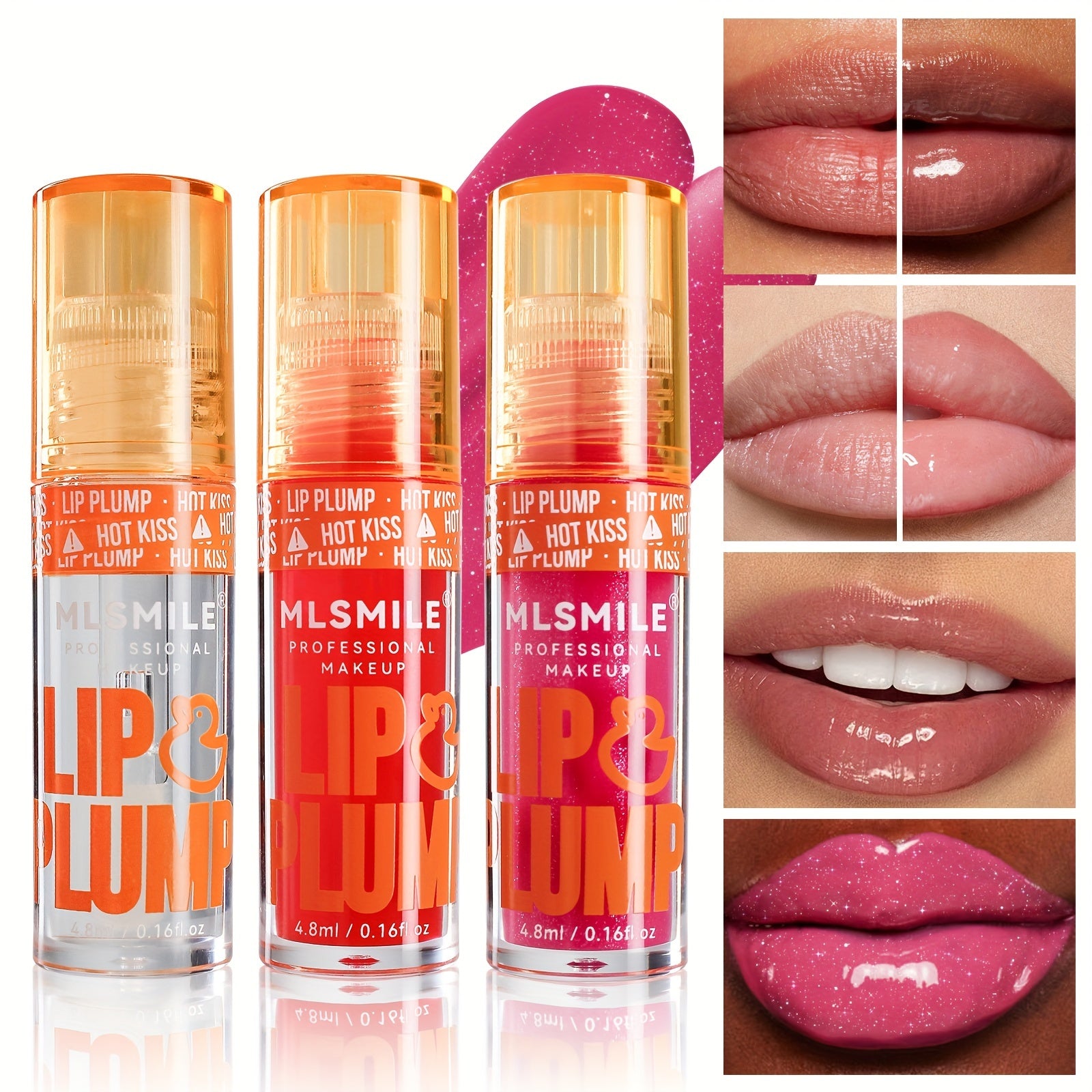 1pc Lip Plumper Gloss, 0.16 Fl Oz Each, 6 Colors, Moisturizing & Volumizing Lip Serum, Shiny Finish, Natural Lip Makeup Enhancer Kit