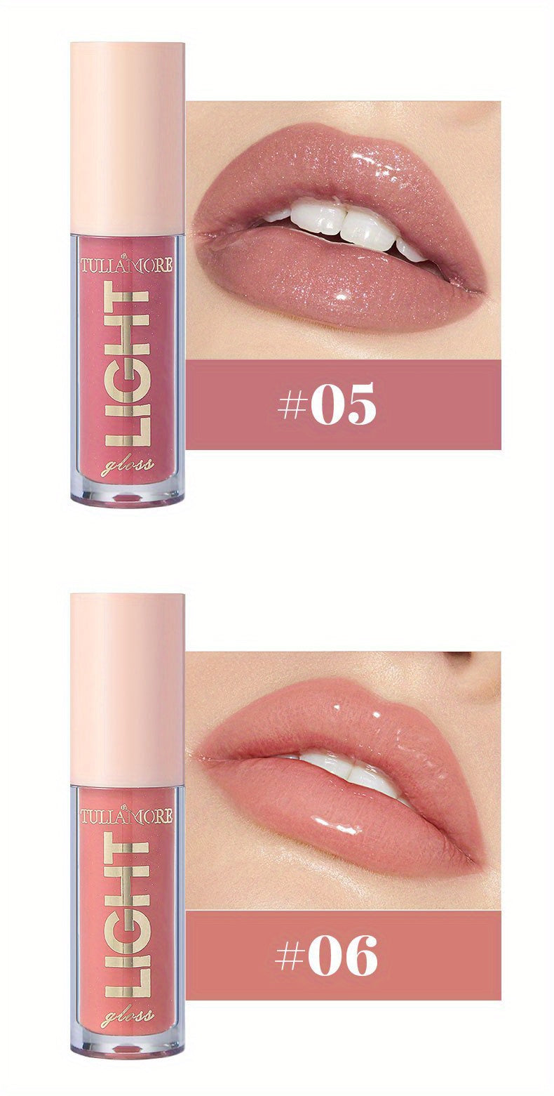 12 Colors Pearlescent Moisturizing Lip Gloss - Lustrous Mirror Nude Lip Stain with Natural Lip Oil for Valentine's Day Gifts