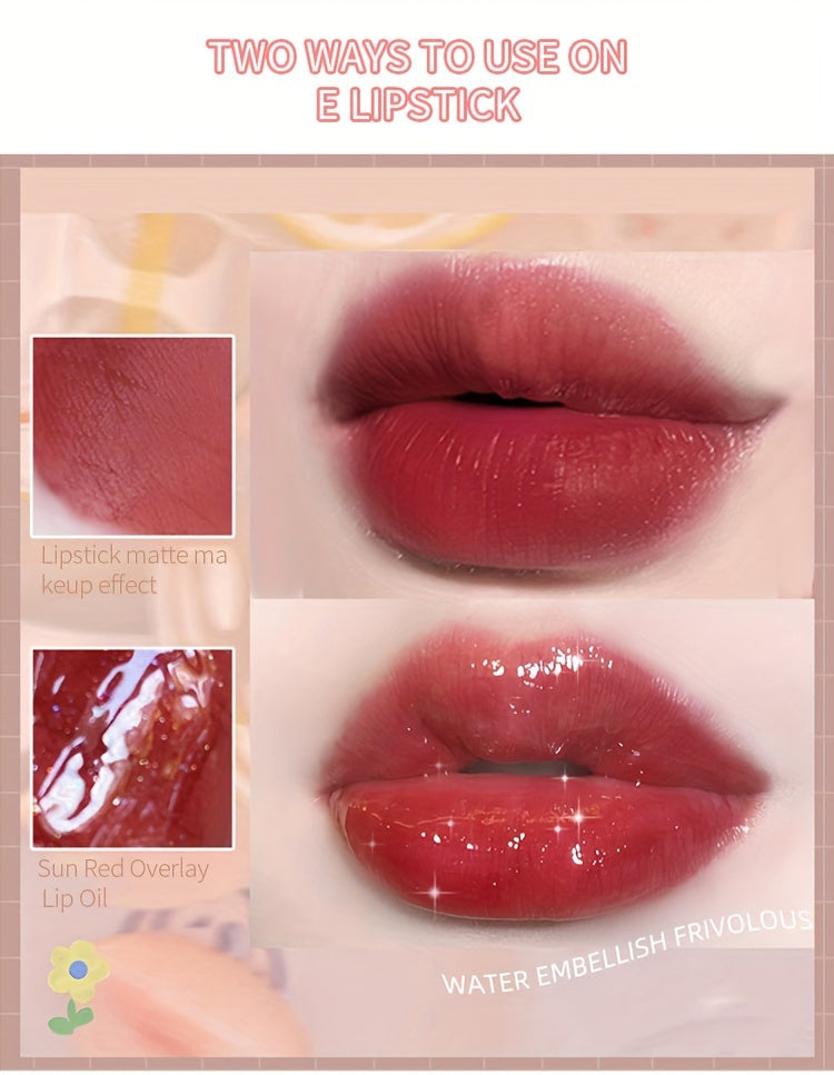 6-Color Watery Glossy Lip Gloss Moisturizing Transparent Glass Mirror Lip Oil Stacking Apply Natural Waterproof Sweatproof Not Take Off Makeup