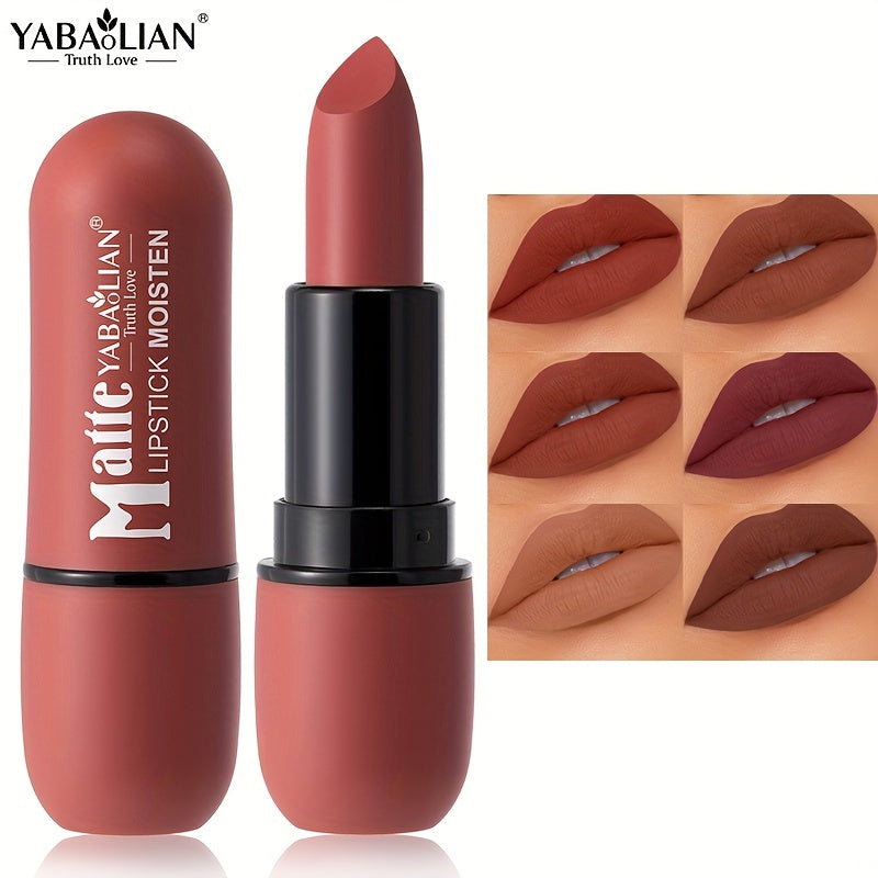 6-Color Matte Velvet Lipsticks, Color Rendering Lip Tint, Long Lasting Waterproof And Smudge Proof Lipsticks YABAOLIAN