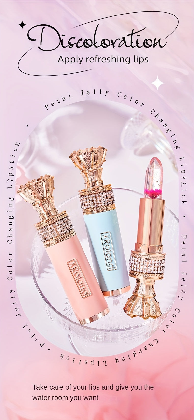 Enchanting Flower Petal Temperature-Responsive Lip Gloss - Deeply Moisturizing, Color-Transforming, Non-Transfer Formula with Crystal Clear Water-Gloss Finish - Perfect for Autumn and Winter