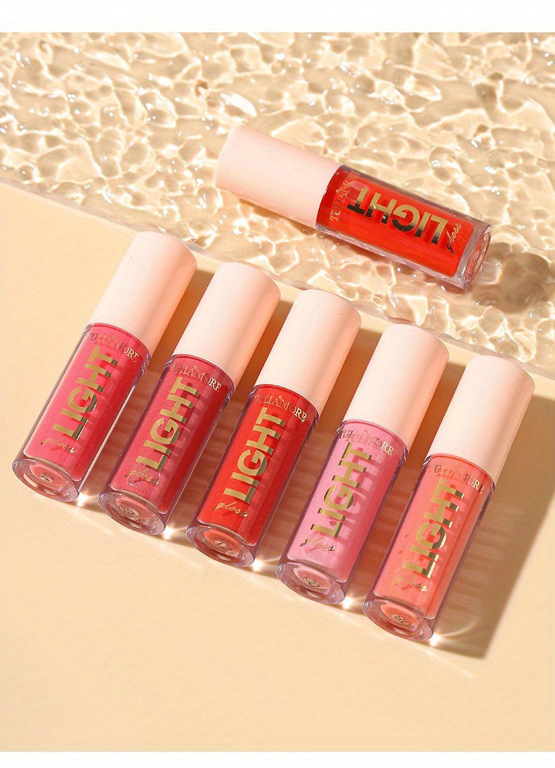 12 Colors Pearlescent Moisturizing Lip Gloss - Lustrous Mirror Nude Lip Stain with Natural Lip Oil for Valentine's Day Gifts