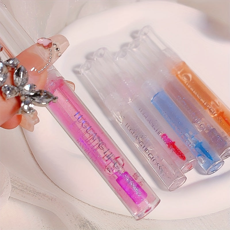 6-Color Watery Glossy Lip Gloss Moisturizing Transparent Glass Mirror Lip Oil Stacking Apply Natural Waterproof Sweatproof Not Take Off Makeup