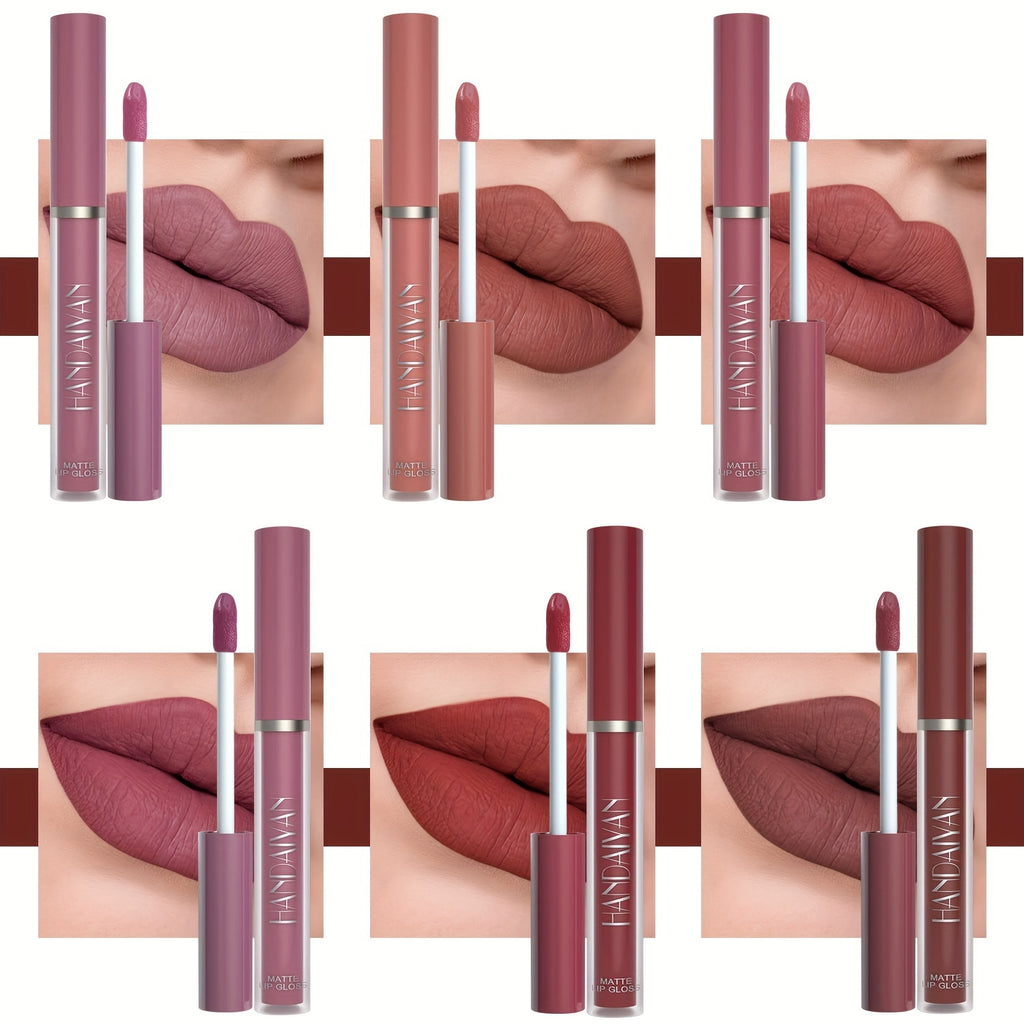 6pcs Matte Liquid Lipstick Makeup Set, Matte Liquid Long-Lasting Wear Non-Stick Cup Not Fade Waterproof Lip Gloss