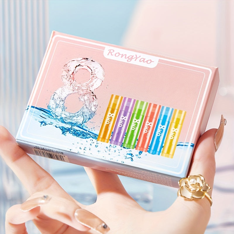 6 Packs Moisturizing Lip Balm Kit - Apple, Strawberry, Orange, Aloe, Grape, and Lemon Flavors, Long-Lasting Lip Care with Hydrating Formula