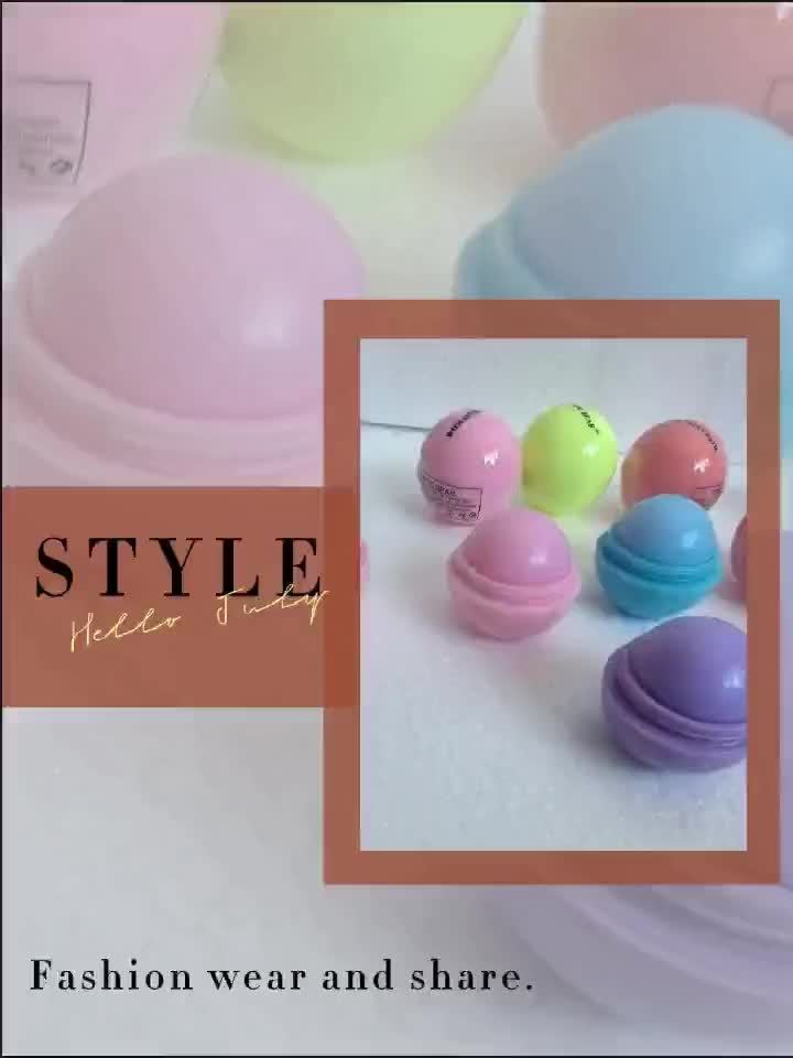 Spherical Lip Balm Ball - Glossy Tinted Lipstick-like Moisturizing Lip Gloss, Scent-Free Long-Lasting Hydration with Strawberry, Lemon, Grape, Blueberry & Orange Flavors (Pink, Green, Purple, Turquoise,) for Dry Lips