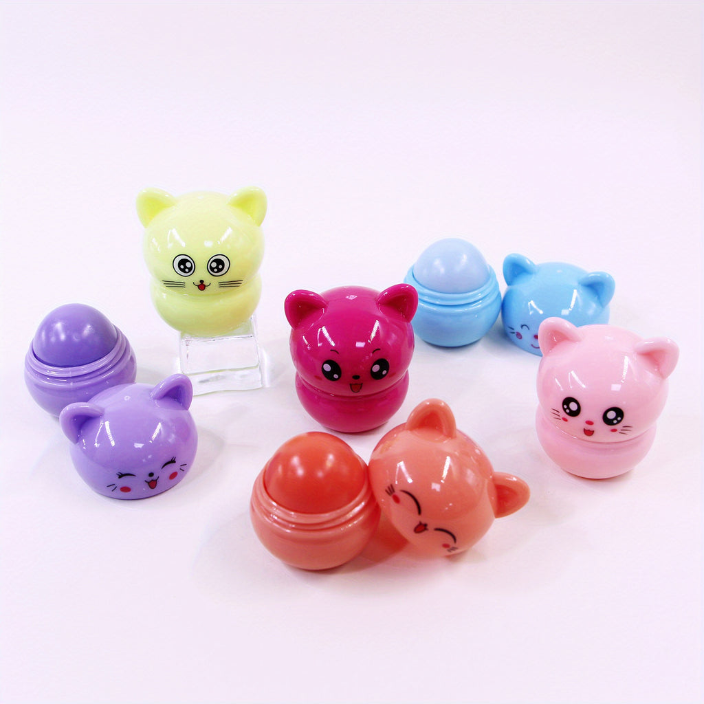 Glossy Multicolor Lip Balm for Soft, Hydrated Lips - All-Skin Friendly with Kitty Charm Packaging, Ideal Valentine’s Gift