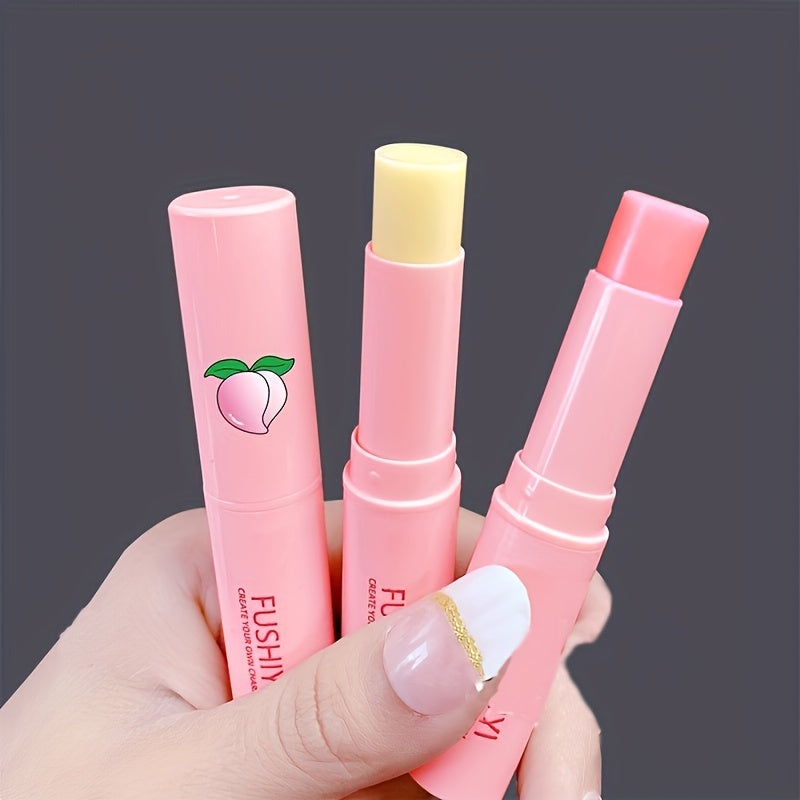 Peach Color Changing Lip Balm, Moisturizing And Hydrating, Lightening Lip Lines, Anti Dryness And Chapped Lip Lotion Valentine's Day Gifts Contain Plant Squalane