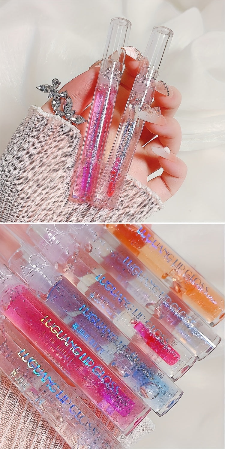 6-Color Watery Glossy Lip Gloss Moisturizing Transparent Glass Mirror Lip Oil Stacking Apply Natural Waterproof Sweatproof Not Take Off Makeup