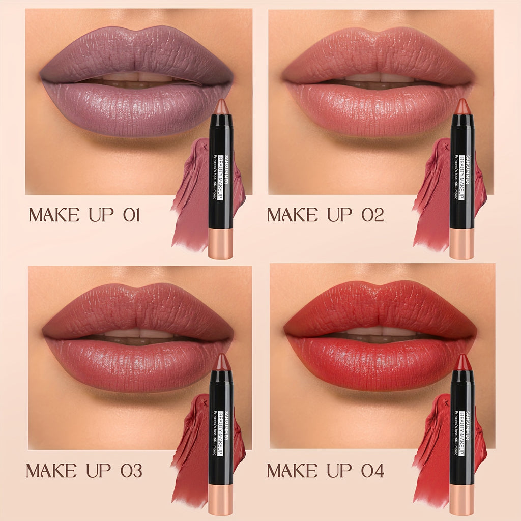 8-Color Moisturizing Lipstick Crayon - Long-lasting, Waterproof, Smooth, Fuller Effect - Professional Lip Makeup Valentine's Day Gifts