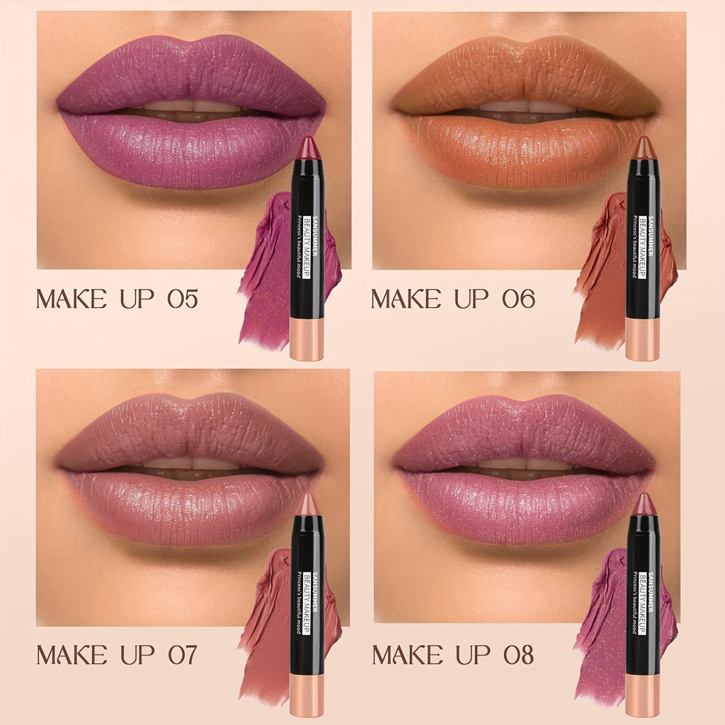 8-Color Moisturizing Lipstick Crayon - Long-lasting, Waterproof, Smooth, Fuller Effect - Professional Lip Makeup Valentine's Day Gifts