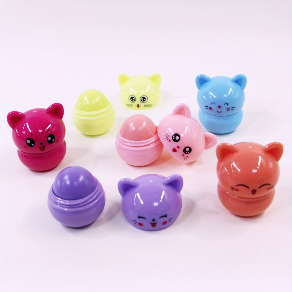 Glossy Multicolor Lip Balm for Soft, Hydrated Lips - All-Skin Friendly with Kitty Charm Packaging, Ideal Valentine’s Gift