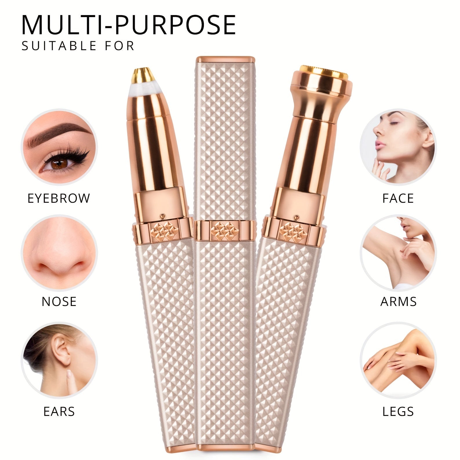 1pc FAMORIAL 2-in-1 Rechargeable 2-in-1 Eyebrow Trimmer & Facial Hair Shaver with Built-in LED Light - Painless Women' Razor for Face, Bikini, Upper Lip, Chin, Arms & Body Hair Removal - Portable Epilation Device Suitable for