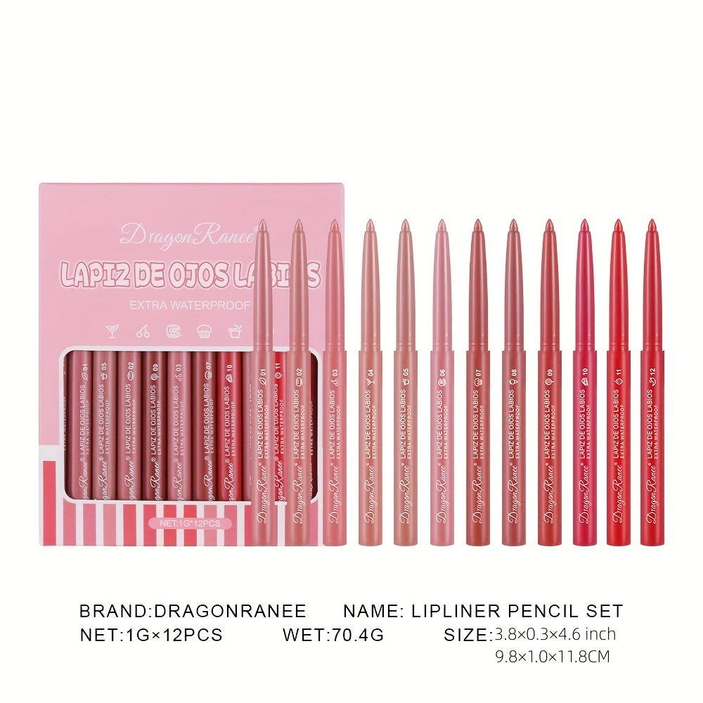 Long-Lasting Matte Velvet Lip Pencil - Waterproof Lip Liner Pencil for Women - Automatic Twist-Up Lip Contour in Rosewood Soft Pink Shade
